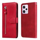 For Xiaomi Redmi Note 12 Pro 5G China Calf Texture Zipper Leather Phone Case(Red) - 1
