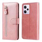 For Xiaomi Redmi Note 12 Pro 5G China Calf Texture Zipper Leather Phone Case(Rose Gold) - 1