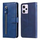 For Xiaomi Redmi Note 12 Pro 5G China Calf Texture Zipper Leather Phone Case(Blue) - 1
