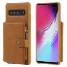 For Galaxy S10 5G Zipper Shockproof Protective Case with Card Slots & Bracket & Photo Holder & Wallet Function(Brown) - 1