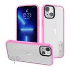 For iPhone 14 Plus Terminator Shockproof Phone Case with Holder(Transparent Pink) - 1