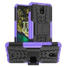 For Nokia C100 Tire Texture TPU + PC Phone Case with Holder(Purple) - 1