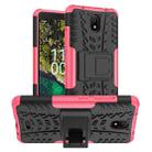 For Nokia C100 Tire Texture TPU + PC Phone Case with Holder(Pink) - 1