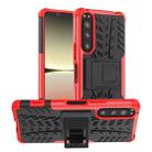 For Sony Xperia 5 IV Tire Texture TPU + PC Phone Case with Holder(Red) - 1