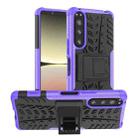 For Sony Xperia 5 IV Tire Texture TPU + PC Phone Case with Holder(Purple) - 1