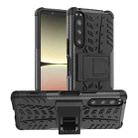 For Sony Xperia 5 IV Tire Texture TPU + PC Phone Case with Holder(Black) - 1