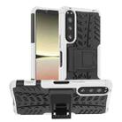 For Sony Xperia 5 IV Tire Texture TPU + PC Phone Case with Holder(White) - 1