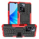 For OPPO A57 4G Tire Texture TPU + PC Phone Case with Holder(Red) - 1