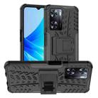 For OPPO A57 4G Tire Texture TPU + PC Phone Case with Holder(Black) - 1