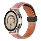 22mm Folding Buckle Genuine Leather Watch Band(Dark Pink) - 1