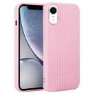 For iPhone XR Weave Texture Silicone Phone Case(Pink) - 1