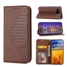 For Sharp Aquos Sense7 Plus Cubic Grid Calf Texture Magnetic Leather Phone Case(Brown) - 1