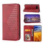 For Sharp Aquos Sense7 Cubic Grid Calf Texture Magnetic Leather Phone Case(Red) - 1