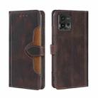For Motorola Moto G72 4G Skin Feel Magnetic Buckle Leather Phone Case(Brown) - 1