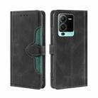 For vivo V25 Pro 5G Skin Feel Magnetic Buckle Leather Phone Case(Black) - 1