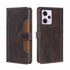 For Xiaomi Redmi Note 12 Pro 5G China Skin Feel Magnetic Buckle Leather Phone Case(Brown) - 1