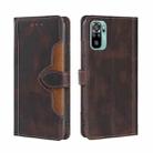 For Xiaomi Redmi Note 11 SE India / Poco M5S 4G Skin Feel Magnetic Buckle Leather Phone Case(Brown) - 1