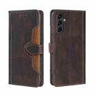 For Samsung Galaxy A14 5G Skin Feel Magnetic Buckle Leather Phone Case(Brown) - 1
