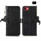 For iPhone SE 2024 Ostrich Pattern Genuine Leather RFID Phone Case(Black) - 1