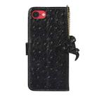 For iPhone SE 2024 Ostrich Pattern Genuine Leather RFID Phone Case(Black) - 3