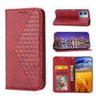 For Xiaomi Redmi Note 12 China Cubic Grid Calf Texture Magnetic Leather Phone Case(Red) - 1