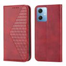 For Xiaomi Redmi Note 12 China Cubic Grid Calf Texture Magnetic Leather Phone Case(Red) - 2