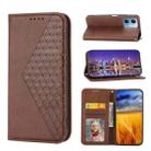 For Xiaomi Redmi Note 12 China Cubic Grid Calf Texture Magnetic Leather Phone Case(Brown) - 1