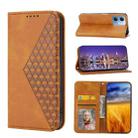 For Xiaomi Redmi Note 12 China Cubic Grid Calf Texture Magnetic Leather Phone Case(Yellow) - 1