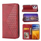 For Xiaomi Redmi Note 12 Pro 5G China Cubic Grid Calf Texture Magnetic Leather Phone Case(Red) - 1