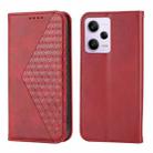 For Xiaomi Redmi Note 12 Pro 5G China Cubic Grid Calf Texture Magnetic Leather Phone Case(Red) - 2