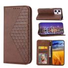For Xiaomi Redmi Note 12 Pro 5G China Cubic Grid Calf Texture Magnetic Leather Phone Case(Brown) - 1