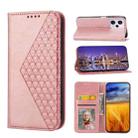 For Xiaomi Redmi Note 12 Pro 5G China Cubic Grid Calf Texture Magnetic Leather Phone Case(Rose Gold) - 1