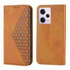 For Xiaomi Redmi Note 12 Pro 5G China Cubic Grid Calf Texture Magnetic Leather Phone Case(Yellow) - 2
