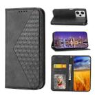 For Xiaomi Redmi Note 12 Pro+ China Cubic Grid Calf Texture Magnetic Leather Phone Case(Black) - 1