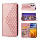 For Xiaomi Redmi Note 12 Pro+ China Cubic Grid Calf Texture Magnetic Leather Phone Case(Rose Gold) - 1