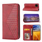 For Motorola Moto G72 Cubic Grid Calf Texture Magnetic Leather Phone Case(Red) - 1