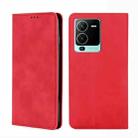 For vivo V25 Pro 5G Skin Feel Magnetic Horizontal Flip Leather Phone Case(Red) - 1