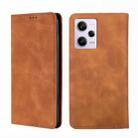 For Xiaomi Redmi Note 12 Pro 5G China Skin Feel Magnetic Horizontal Flip Leather Phone Case(Light Brown) - 1