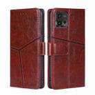For Motorola Moto G72 4G Geometric Stitching Horizontal Flip Leather Phone Case(Dark Brown) - 1