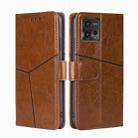 For Motorola Moto G72 4G Geometric Stitching Horizontal Flip Leather Phone Case(Light Brown) - 1