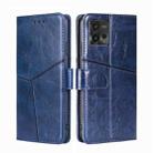 For Motorola Moto G72 4G Geometric Stitching Horizontal Flip Leather Phone Case(Blue) - 1