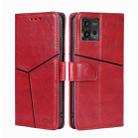 For Motorola Moto G72 4G Geometric Stitching Horizontal Flip Leather Phone Case(Red) - 1