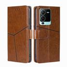 For vivo V25 Pro 5G Geometric Stitching Horizontal Flip Leather Phone Case(Light Brown) - 1