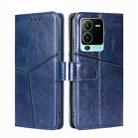 For vivo V25 Pro 5G Geometric Stitching Horizontal Flip Leather Phone Case(Blue) - 1