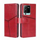 For vivo V25 Pro 5G Geometric Stitching Horizontal Flip Leather Phone Case(Red) - 1