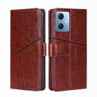 For Xiaomi Redmi Note 12 China Geometric Stitching Horizontal Flip Leather Phone Case(Dark Brown) - 1