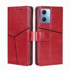 For Xiaomi Redmi Note 12 China Geometric Stitching Horizontal Flip Leather Phone Case(Red) - 1