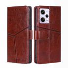 For Xiaomi Redmi Note 12 Pro 5G China Geometric Stitching Horizontal Flip Leather Phone Case(Dark Brown) - 1