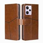 For Xiaomi Redmi Note 12 Pro 5G China Geometric Stitching Horizontal Flip Leather Phone Case(Light Brown) - 1