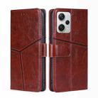 For Xiaomi Redmi Note 12 Pro+ China Geometric Stitching Horizontal Flip Leather Phone Case(Dark Brown) - 1